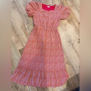 Roolee Red and White Floral Midi Dress